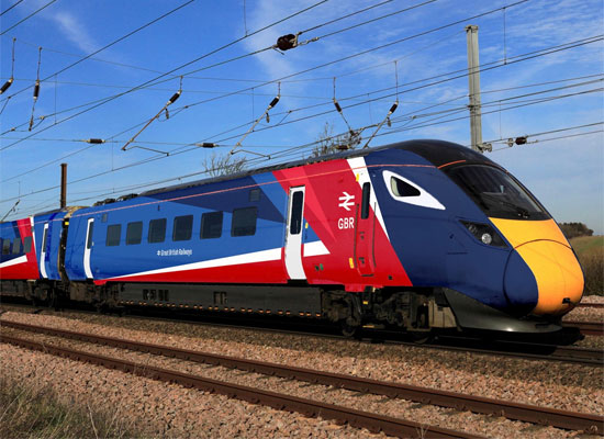 train with spiky patriotic swoosh